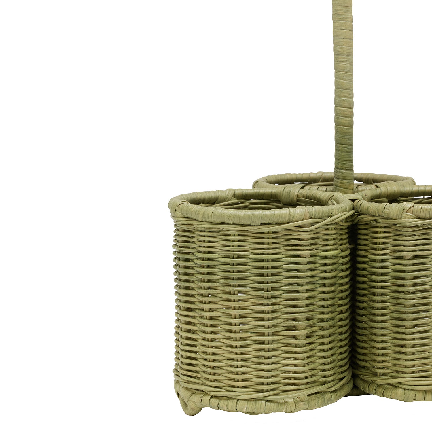 Micaela Mint Green Rattan Wine Caddy - Thumbnail 4