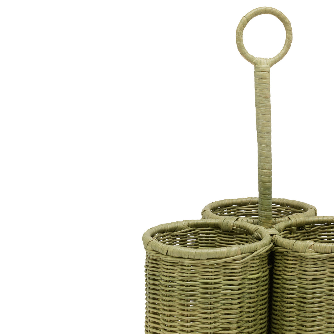 Micaela Mint Green Rattan Wine Caddy