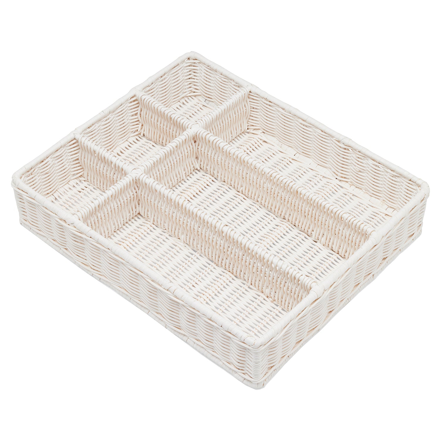 Micaela White Rattan Flatware Holder - Thumbnail 2