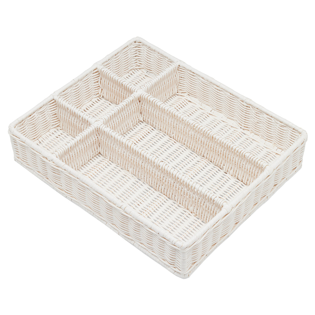 Micaela White Rattan Flatware Holder