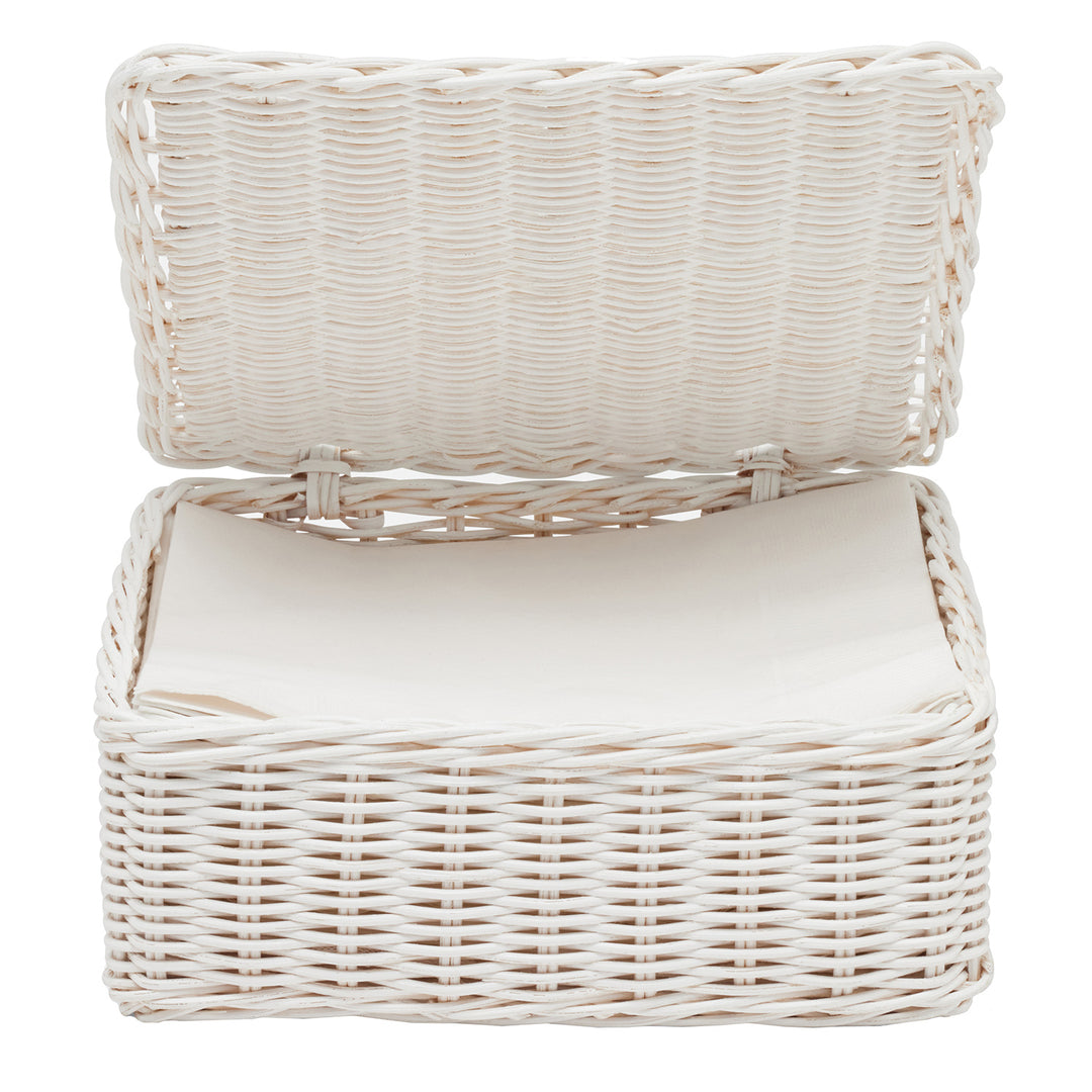 Micaela White Rattan Luncheon Napkin Tray