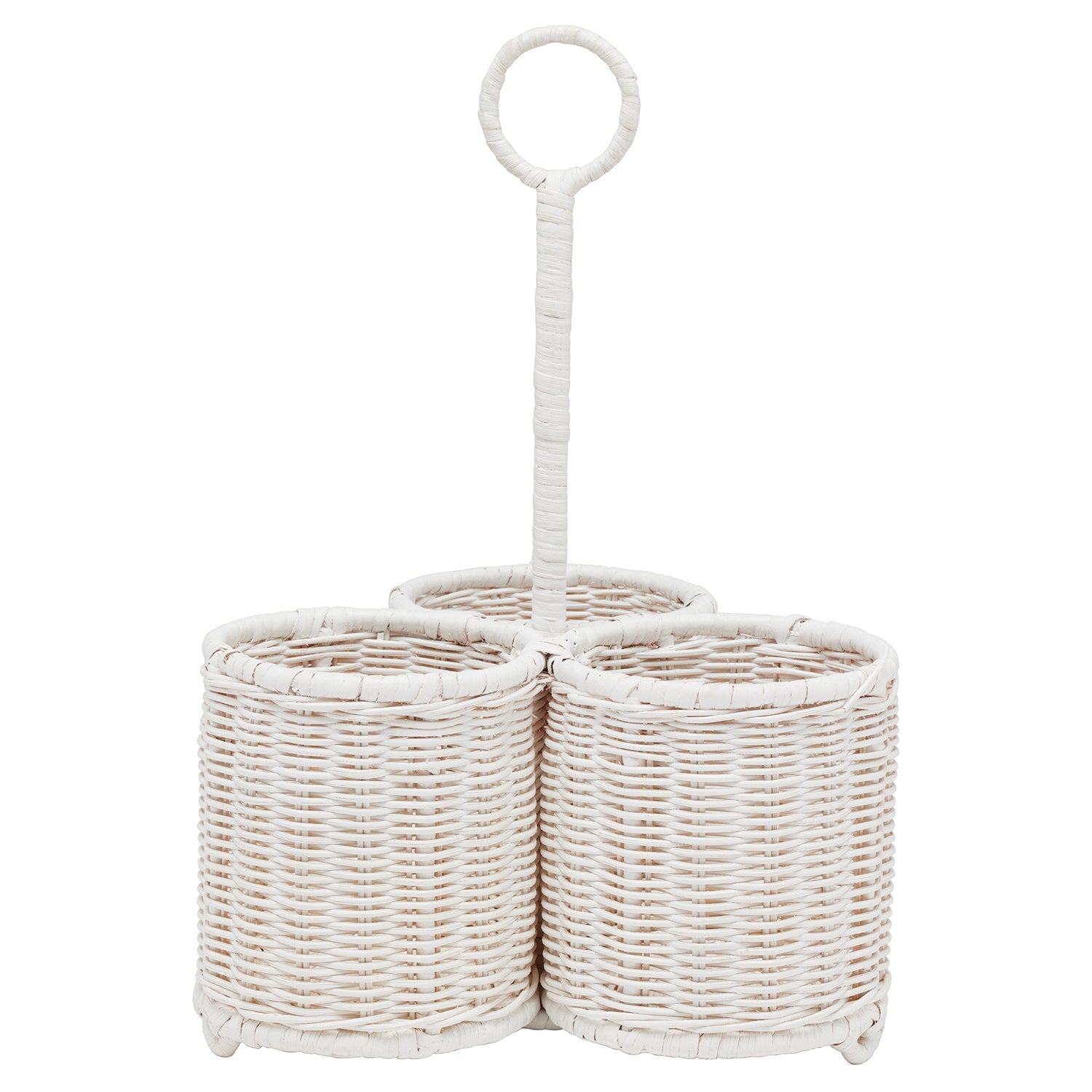 Micaela White Rattan Wine Caddy - Thumbnail 3