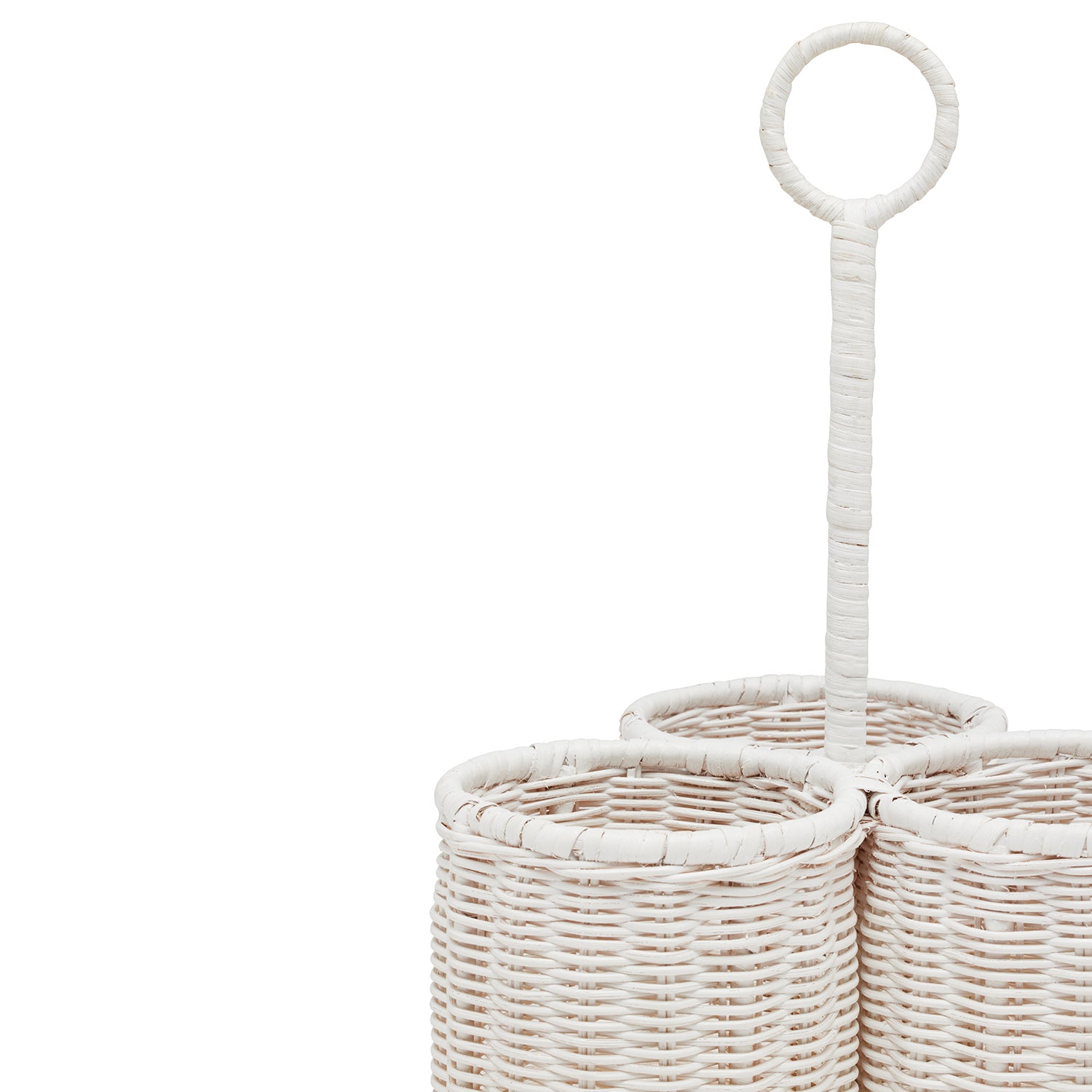 Micaela White Rattan Wine Caddy - Thumbnail 2