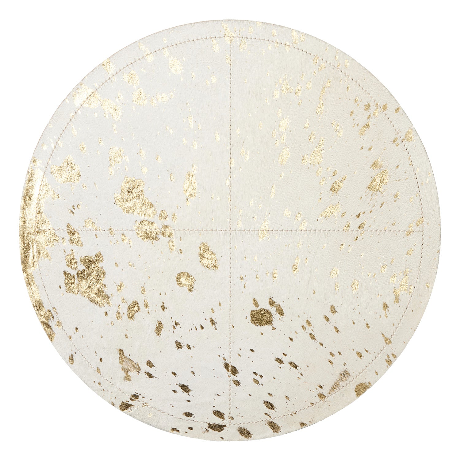 Miriam White/Gold Speckle Hair-On-Hide Placemat Set Of 2 (Round)