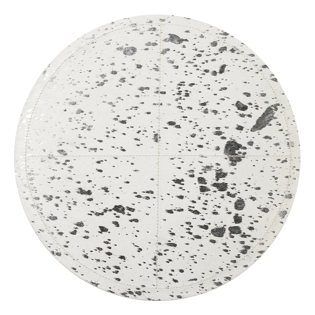 Miriam White/Silver Speckle Hair-On-Hide Placemat Set Of 2 (Round)
