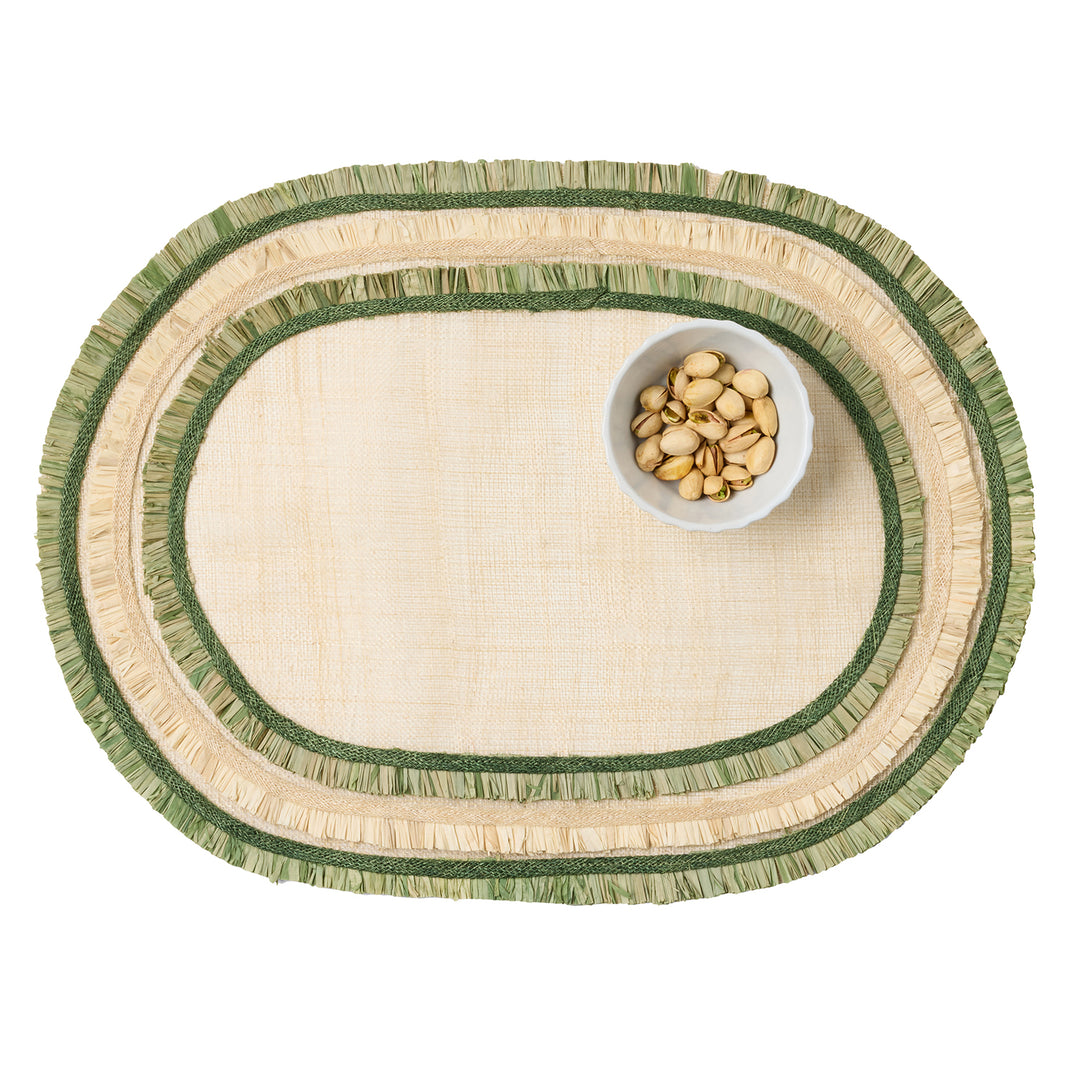 Nerina Green Abaca Oval Placemats Set of Four