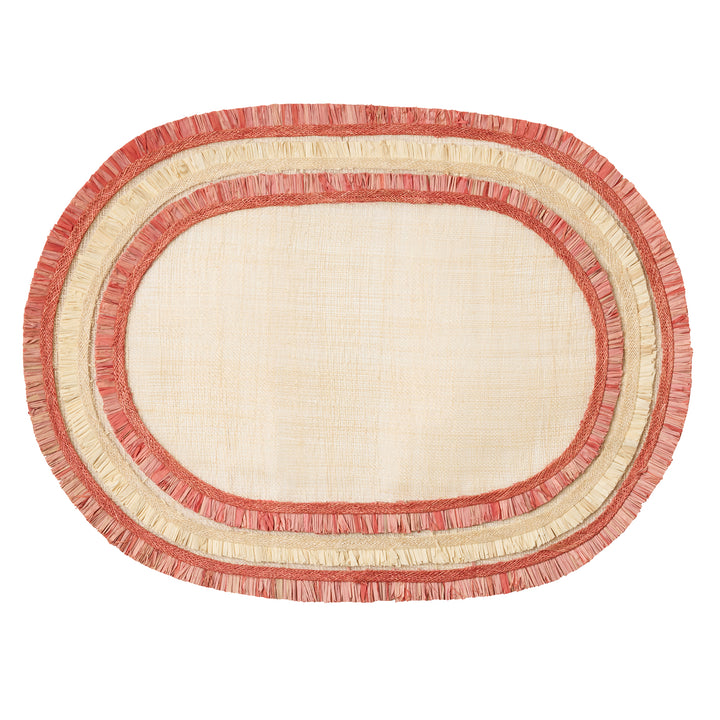 Nerina Red Abaca Oval Placemats  Set of Four