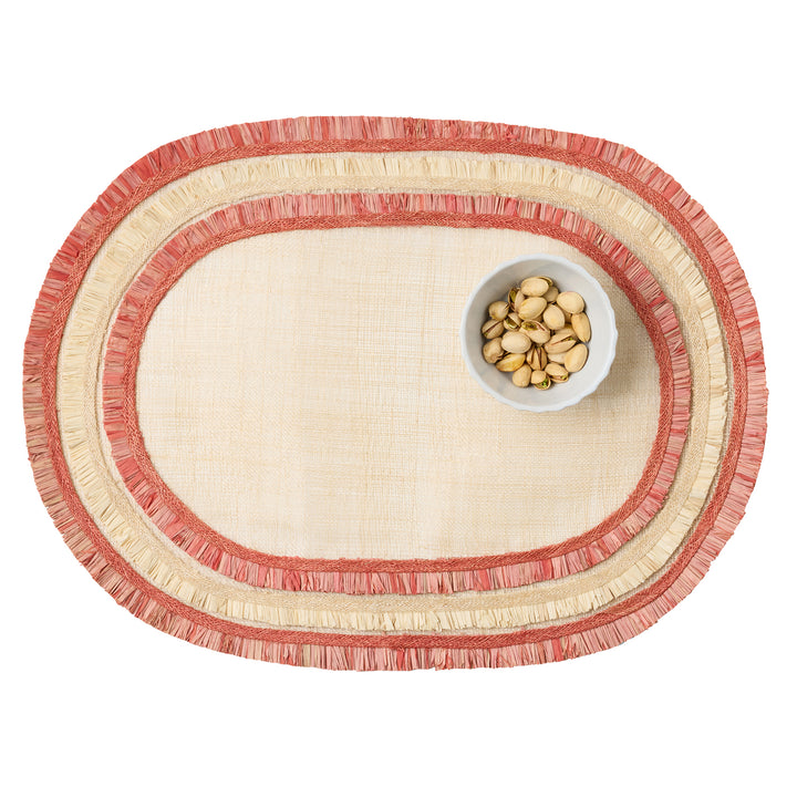 Nerina Red Abaca Oval Placemats  Set of Four