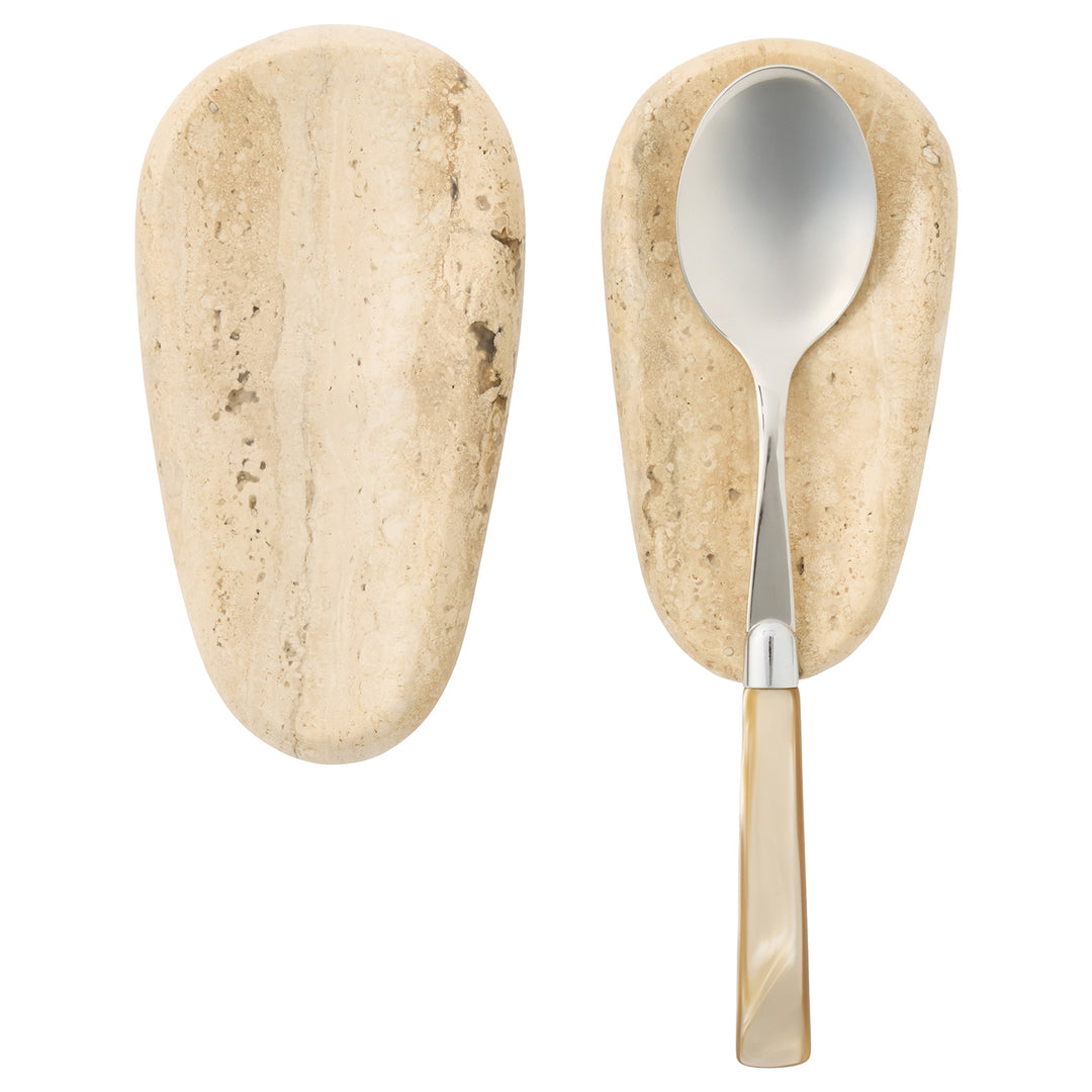 Neya Silver Travertine Spoon Rest Set of 2