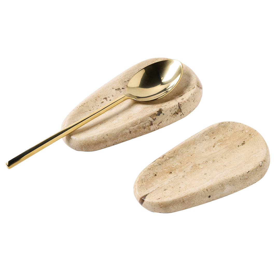 Neya Silver Travertine Spoon Rest Set of 2