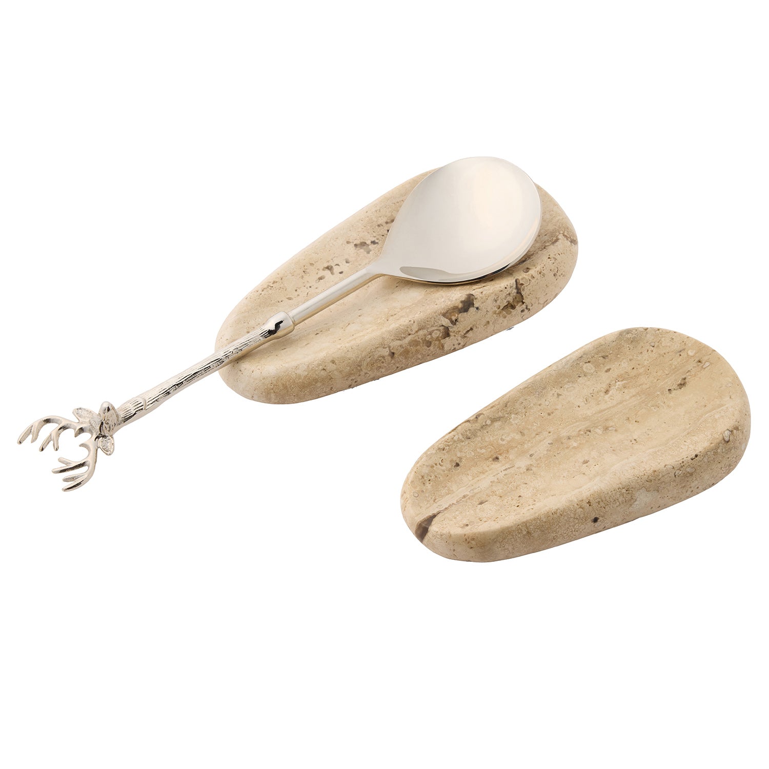 Neya Silver Travertine Spoon Rest Set of 2 - Thumbnail 4