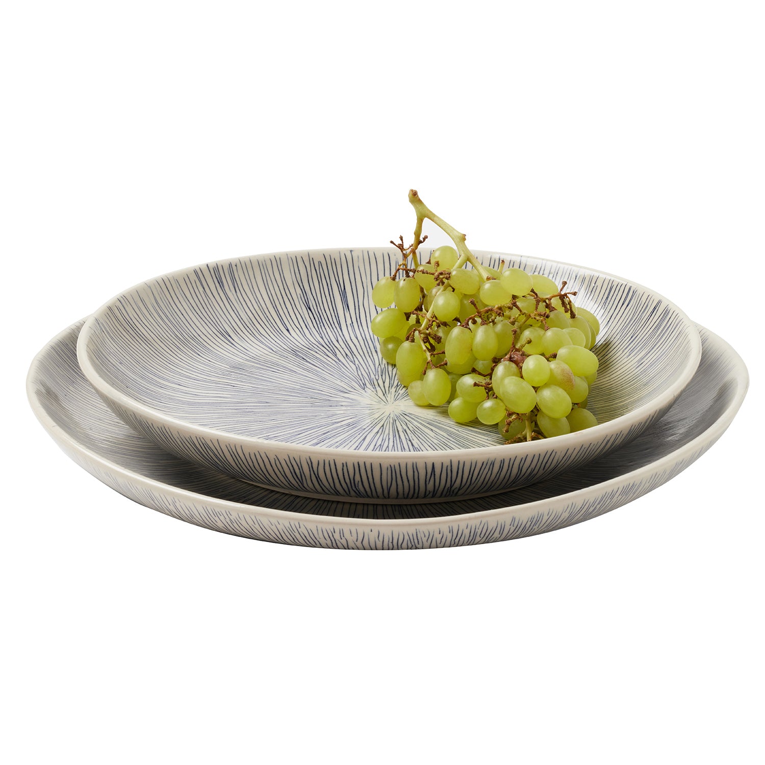 Nolan Navy Cream Round Serving Platter Set/2 - Thumbnail 2