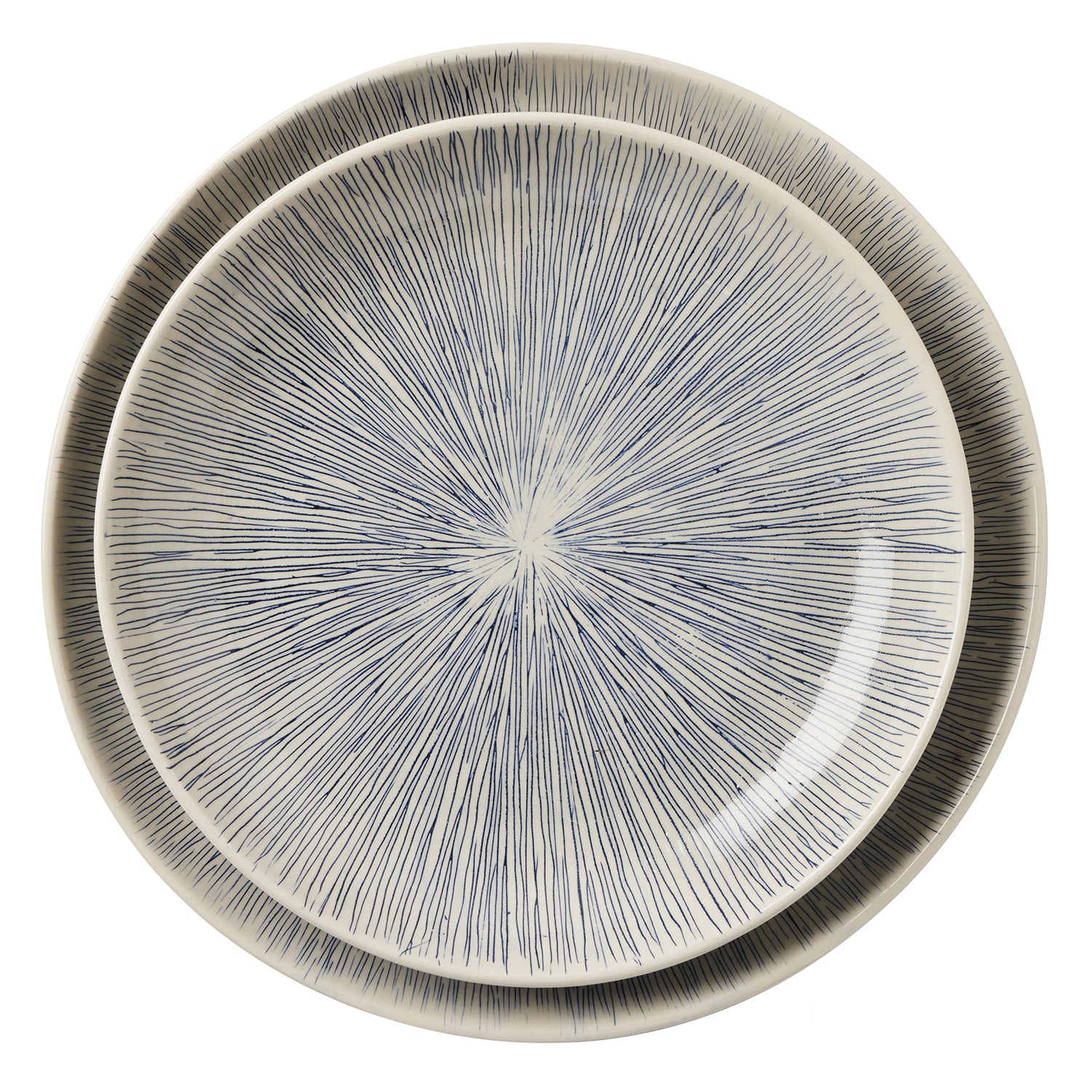 Nolan Navy Cream Round Serving Platter Set/2