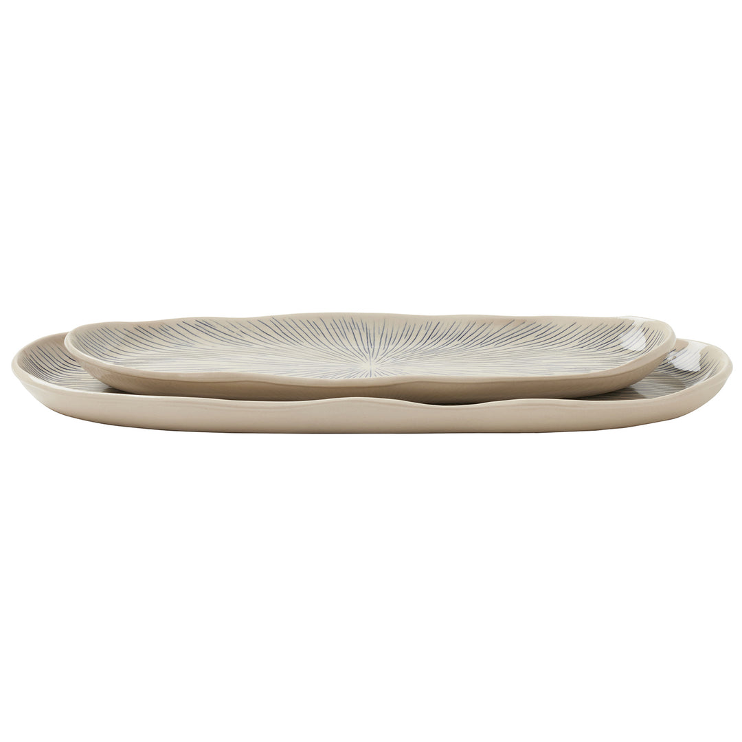 Nolan Navy Cream Oblong Serving Tray Set/2