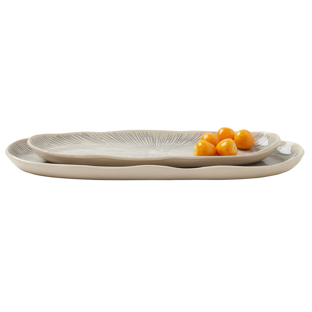 Nolan Navy Cream Oblong Serving Tray Set/2