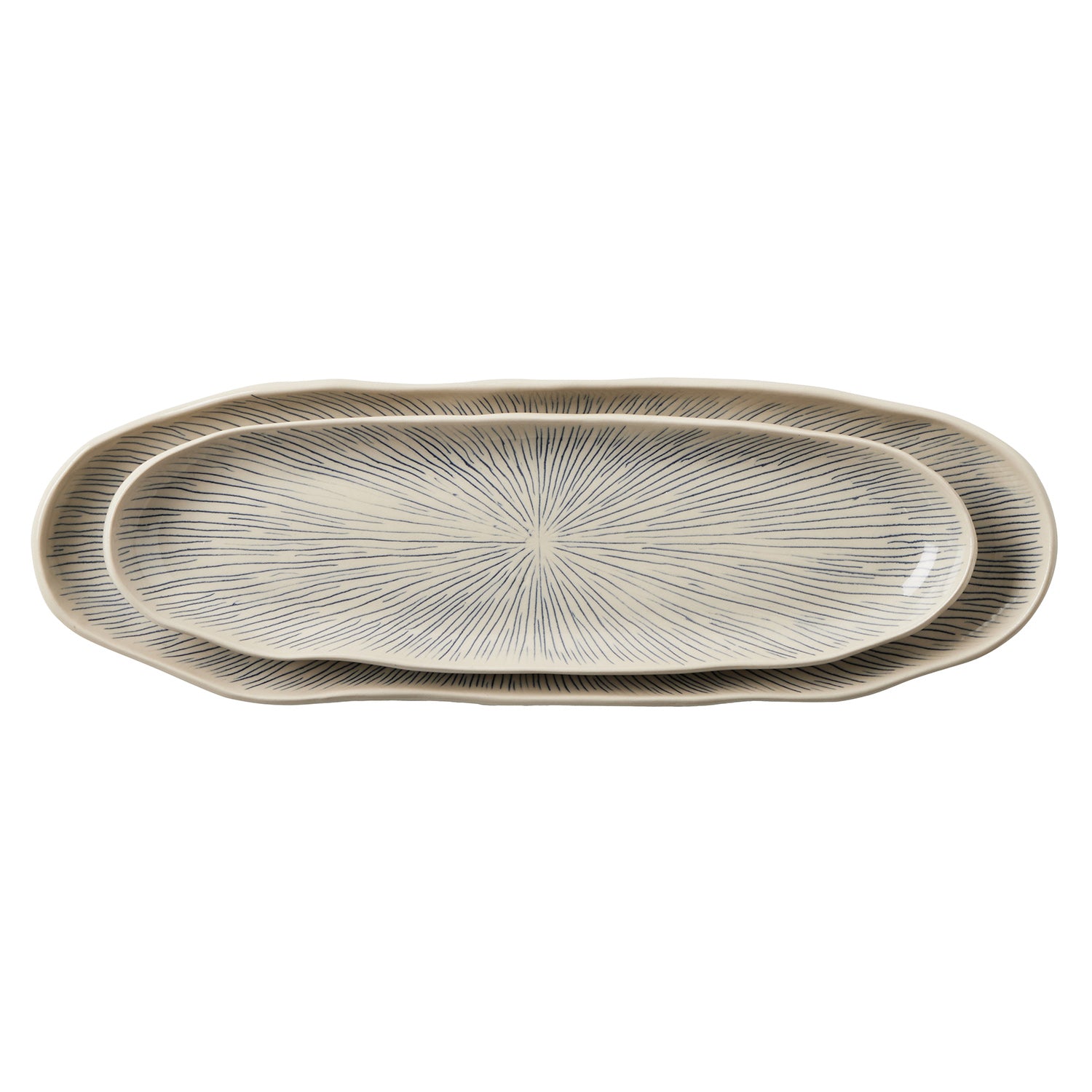 Nolan Black Cream Oblong Serving Tray Set/2