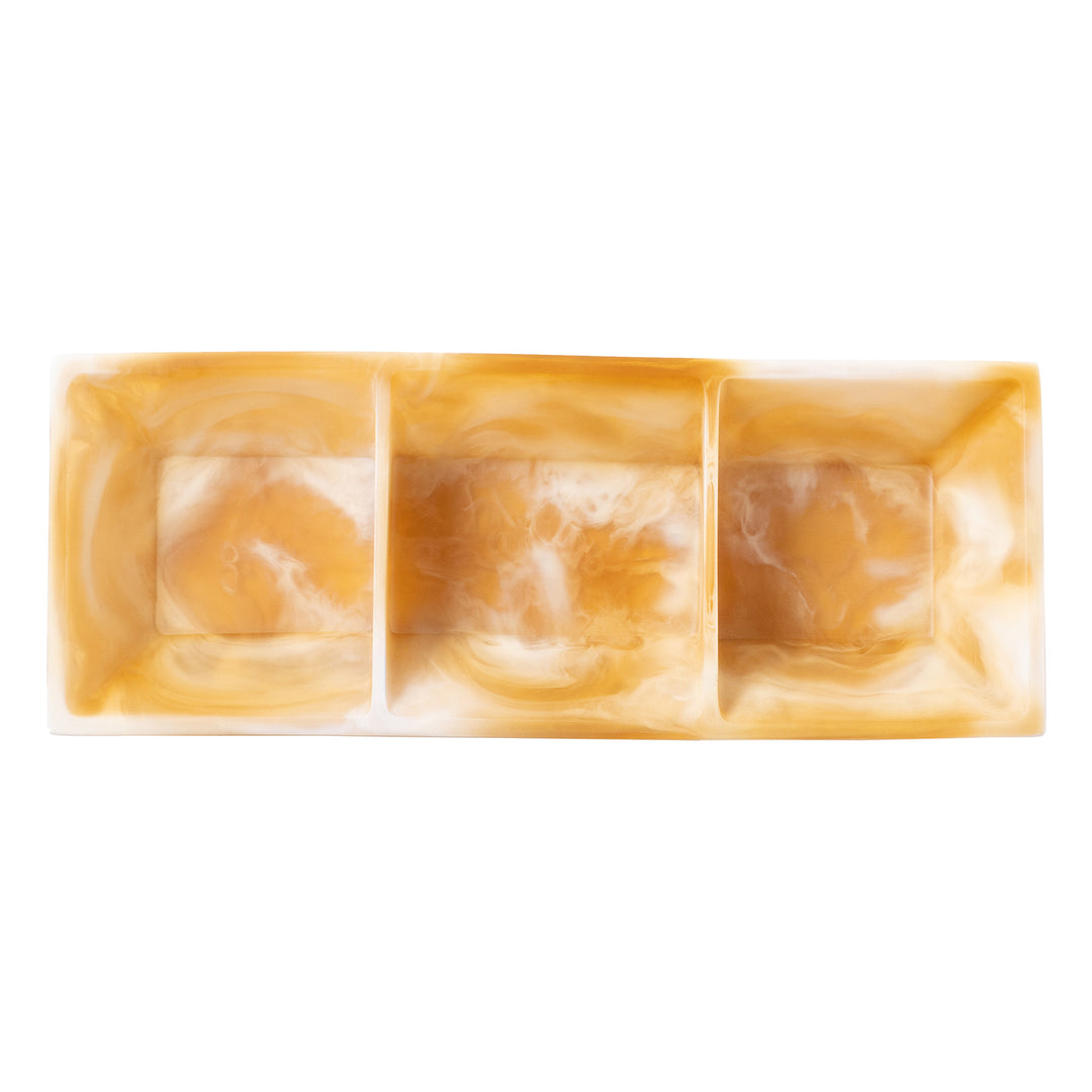 Olena Amber Swirled Resin Triple Snack Bowl