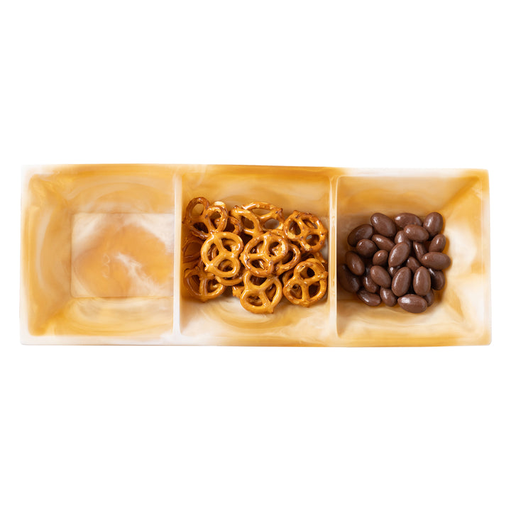 Olena Amber Swirled Resin Triple Snack Bowl