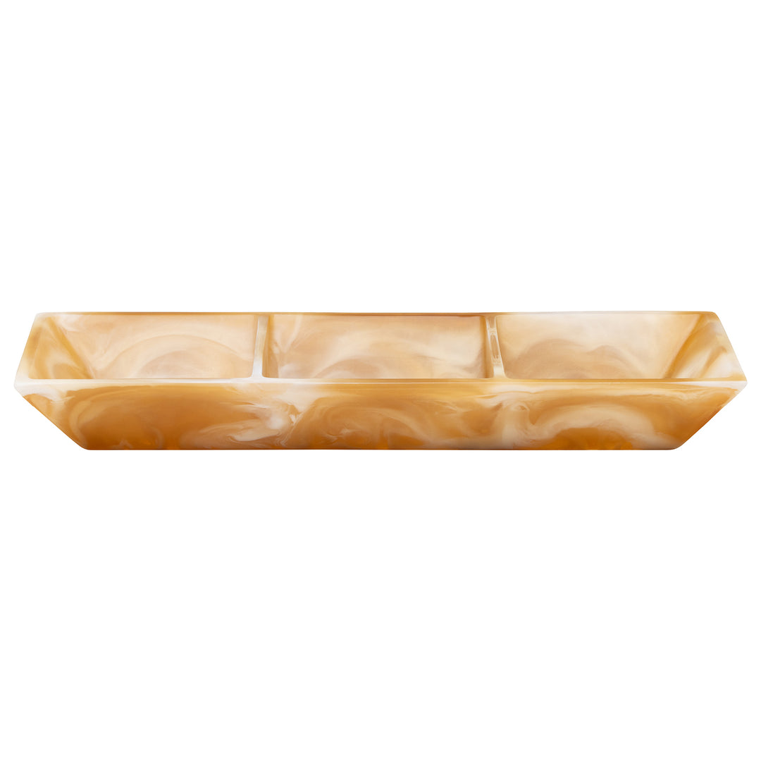 Olena Amber Swirled Resin Triple Snack Bowl