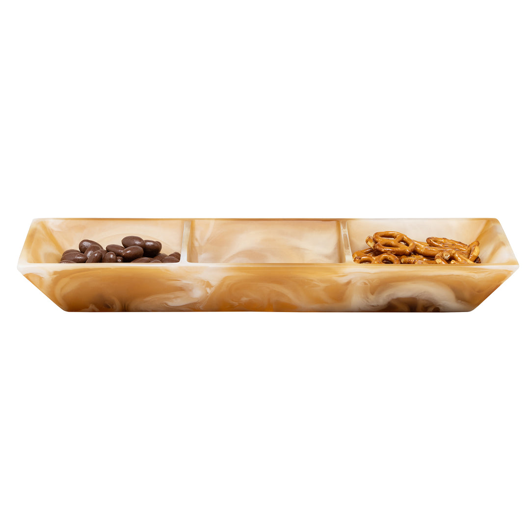 Olena Amber Swirled Resin Triple Snack Bowl