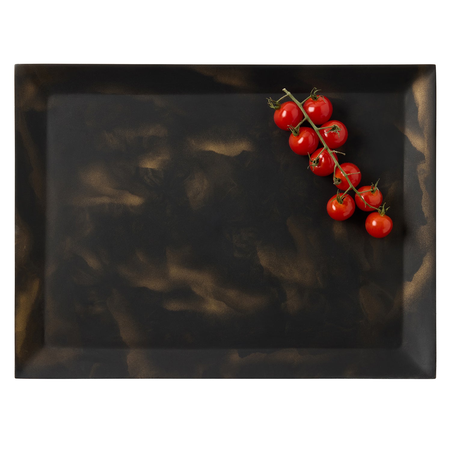 Olena Black/Gold Swirled Rectangular Serving Tray Set of 2 - Thumbnail 4