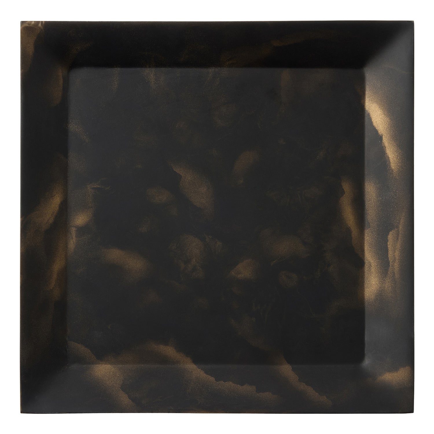 Olena Black/Gold Swirled Square Serving Tray Set of 2