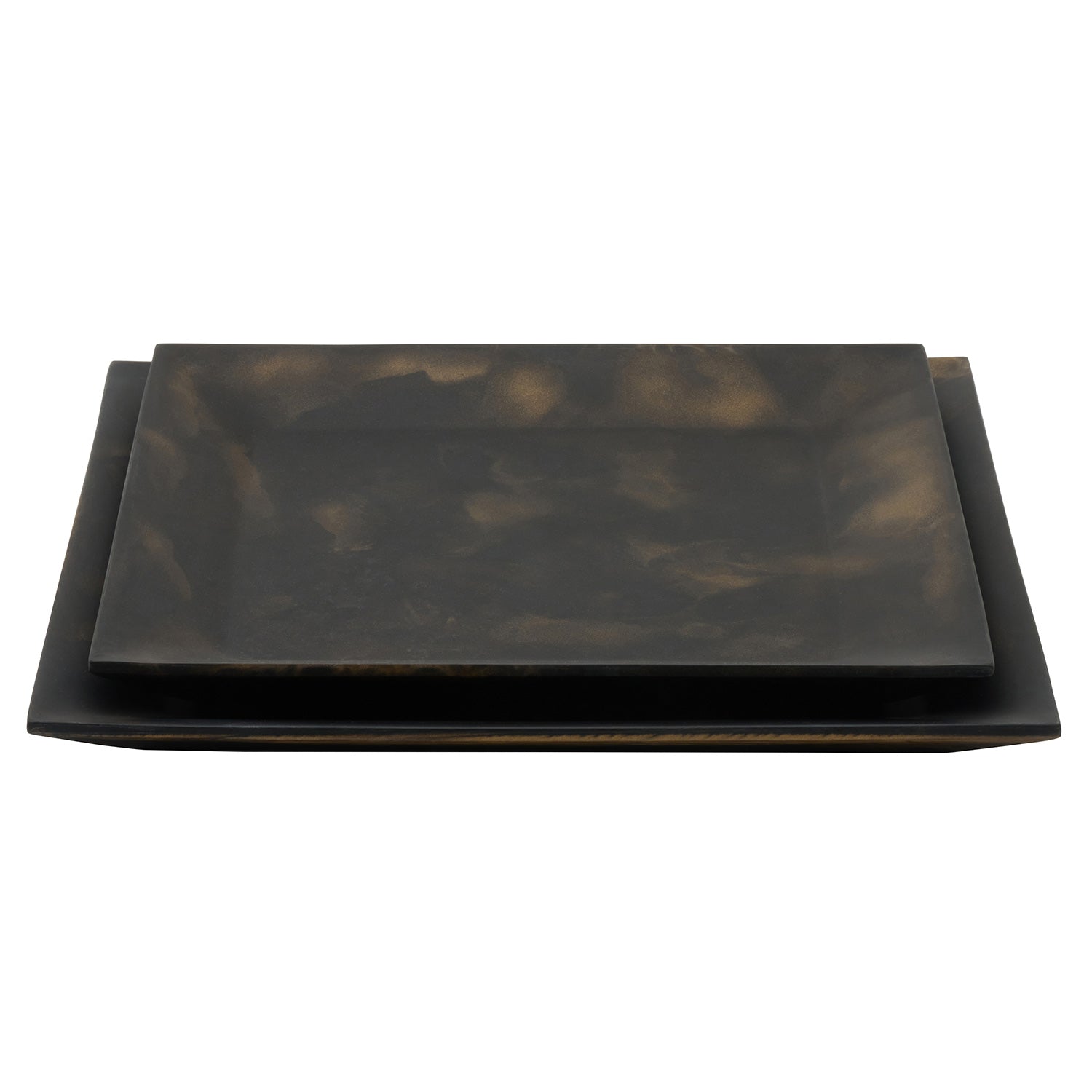 Olena Black/Gold Swirled Square Serving Tray Set of 2 - Thumbnail 3