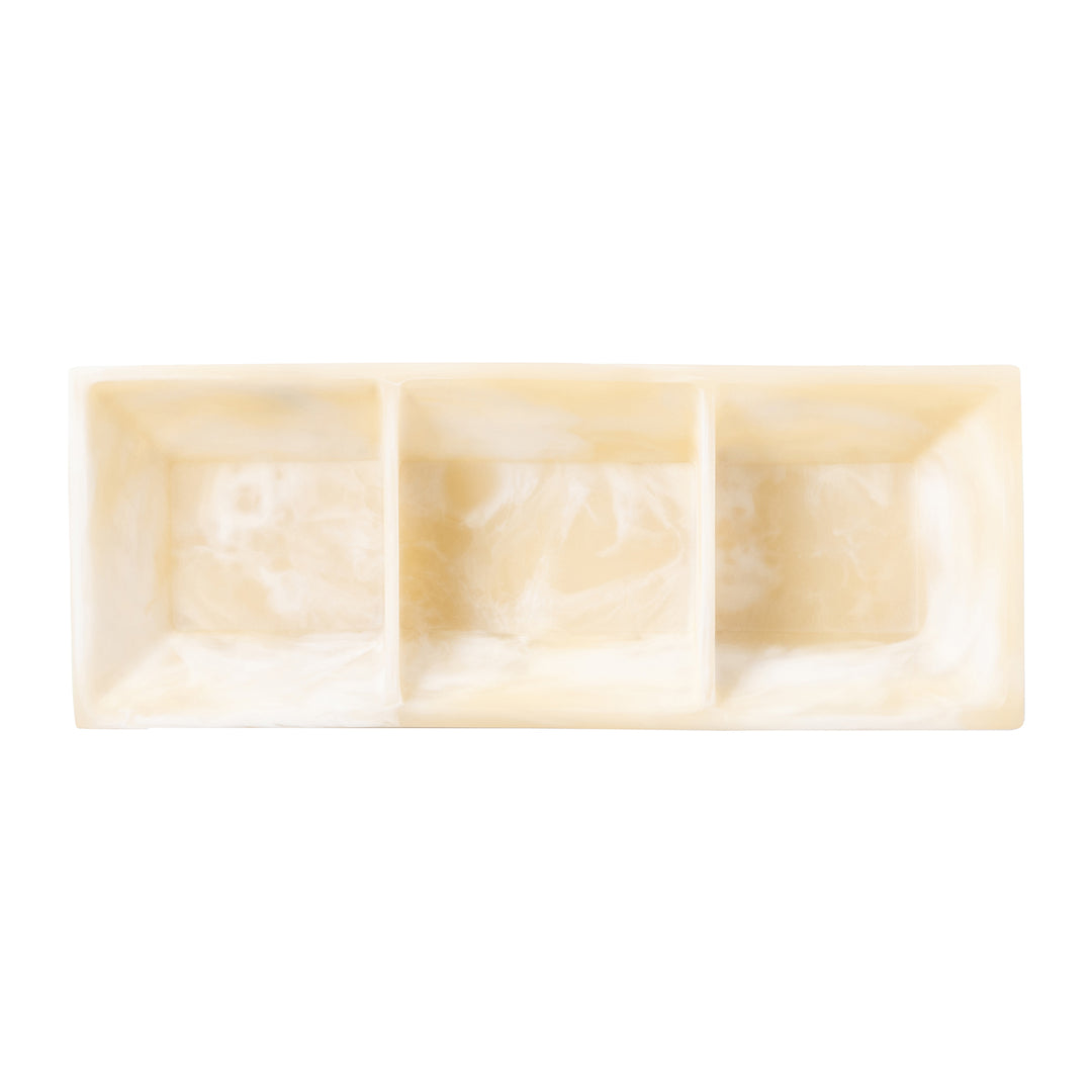 Olena Ivory Swirled Resin Triple Snack Bowl