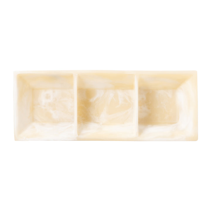 Olena Ivory Swirled Resin Triple Snack Bowl