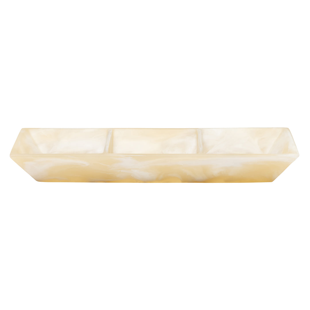 Olena Ivory Swirled Resin Triple Snack Bowl