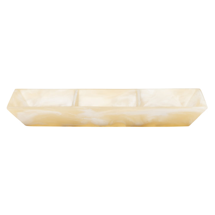 Olena Ivory Swirled Resin Triple Snack Bowl