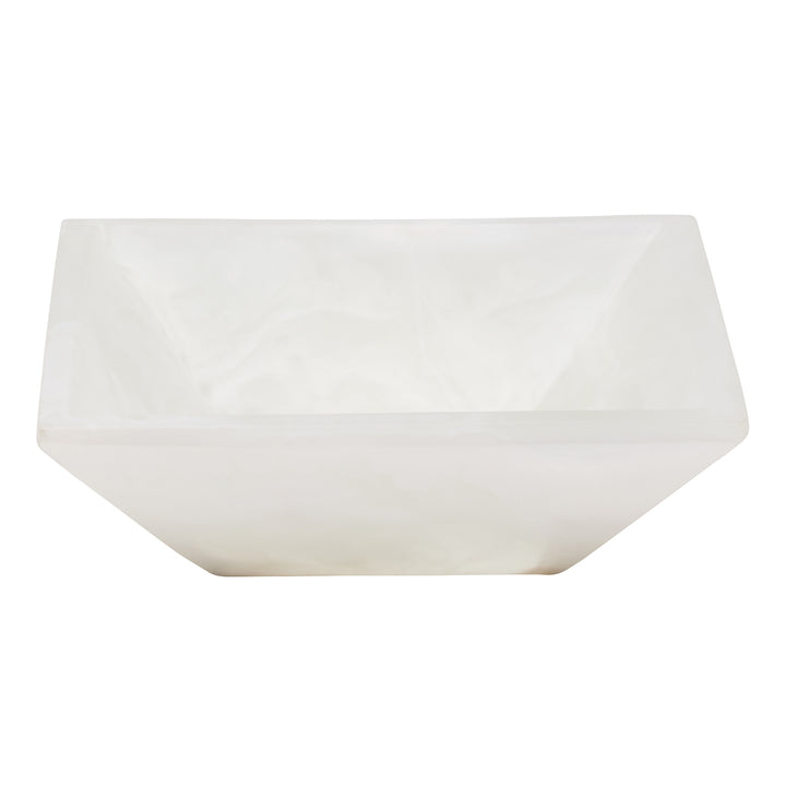 Olena White Swirled Resin Snack Bowl Set/4