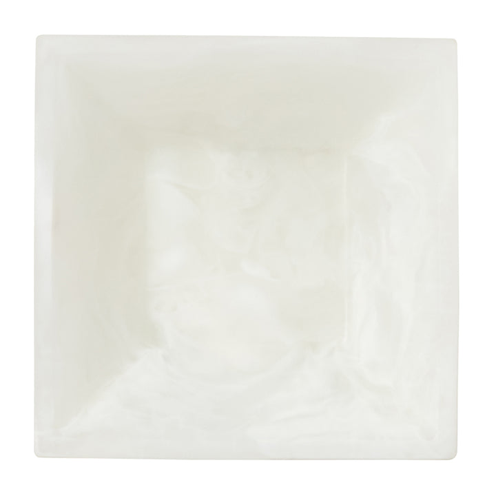 Olena White Swirled Resin Snack Bowl Set/4