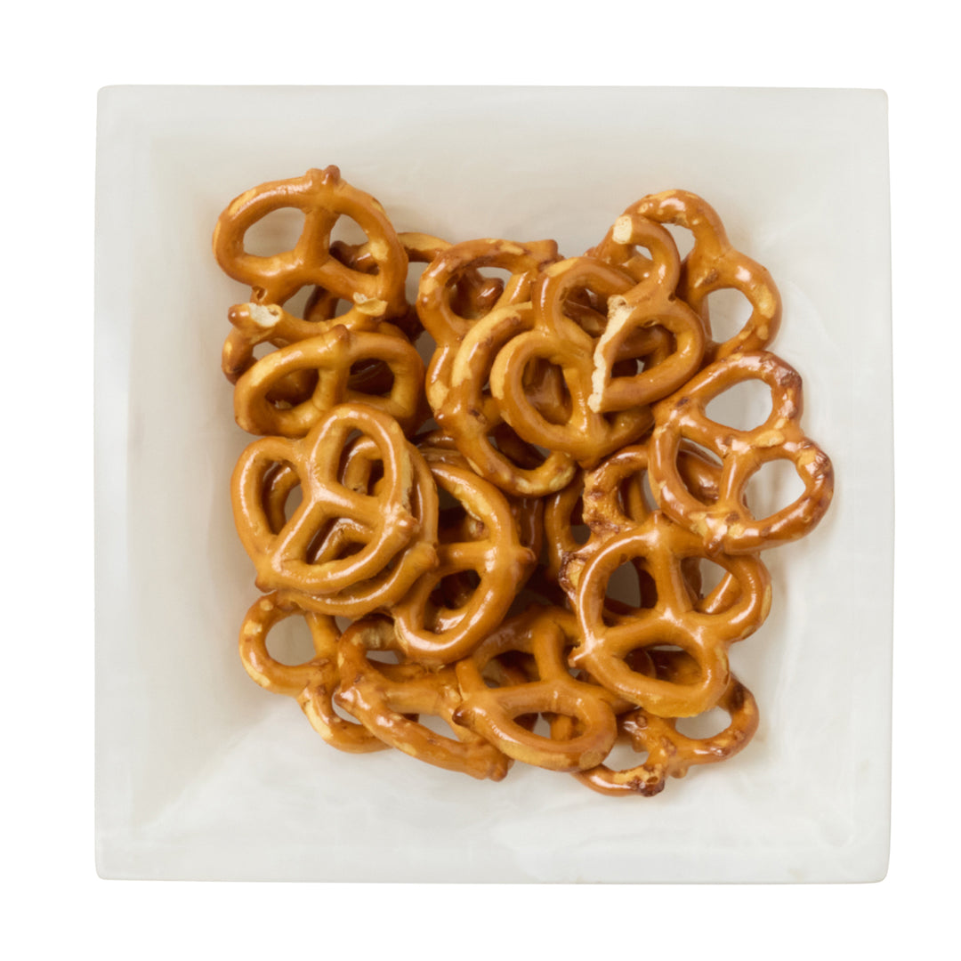 Olena White Swirled Resin Snack Bowl Set/4