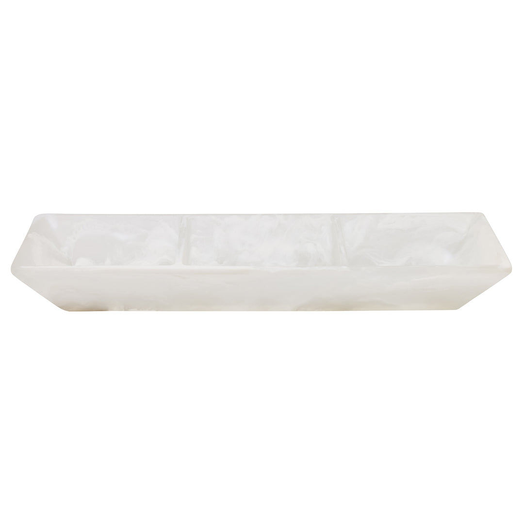 Olena White Swirled Resin Triple Snack Bowl