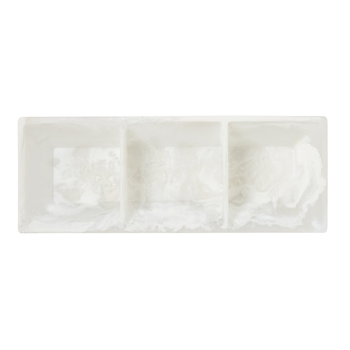 Olena White Swirled Resin Triple Snack Bowl