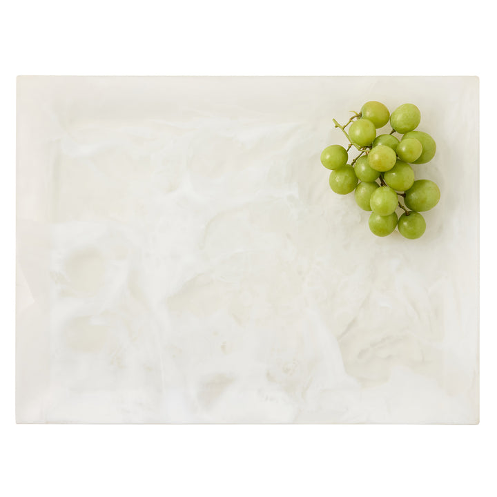 Olena White Swirled Rectangular Serving Tray Set of 2