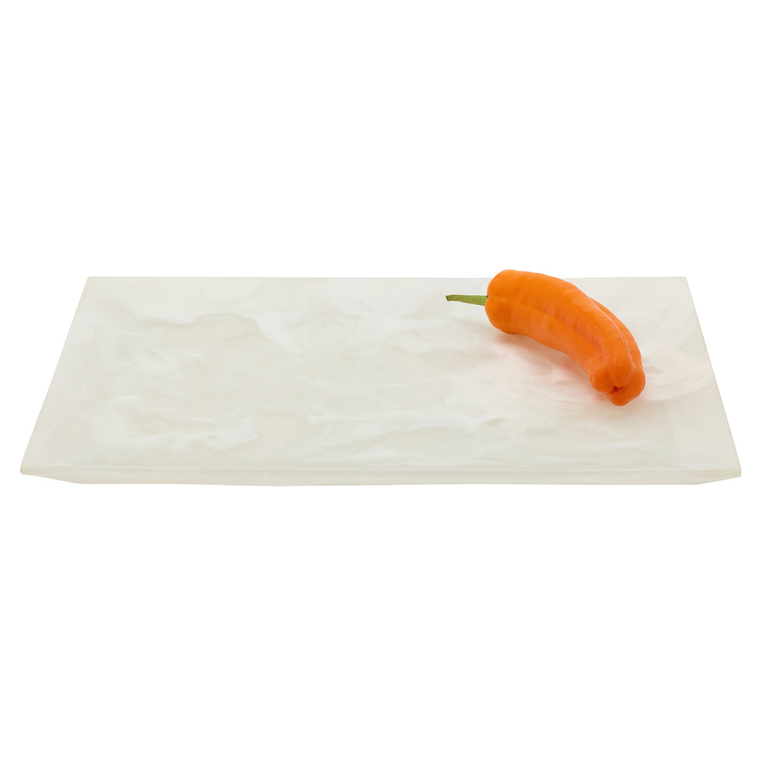 Olena White Swirled Rectangular Serving Tray Set of 2