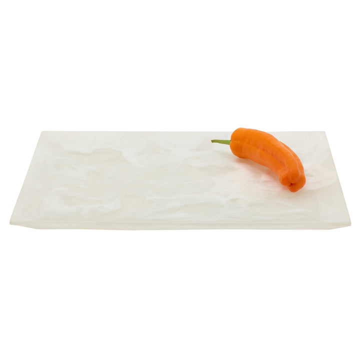 Olena White Swirled Rectangular Serving Tray Set of 2