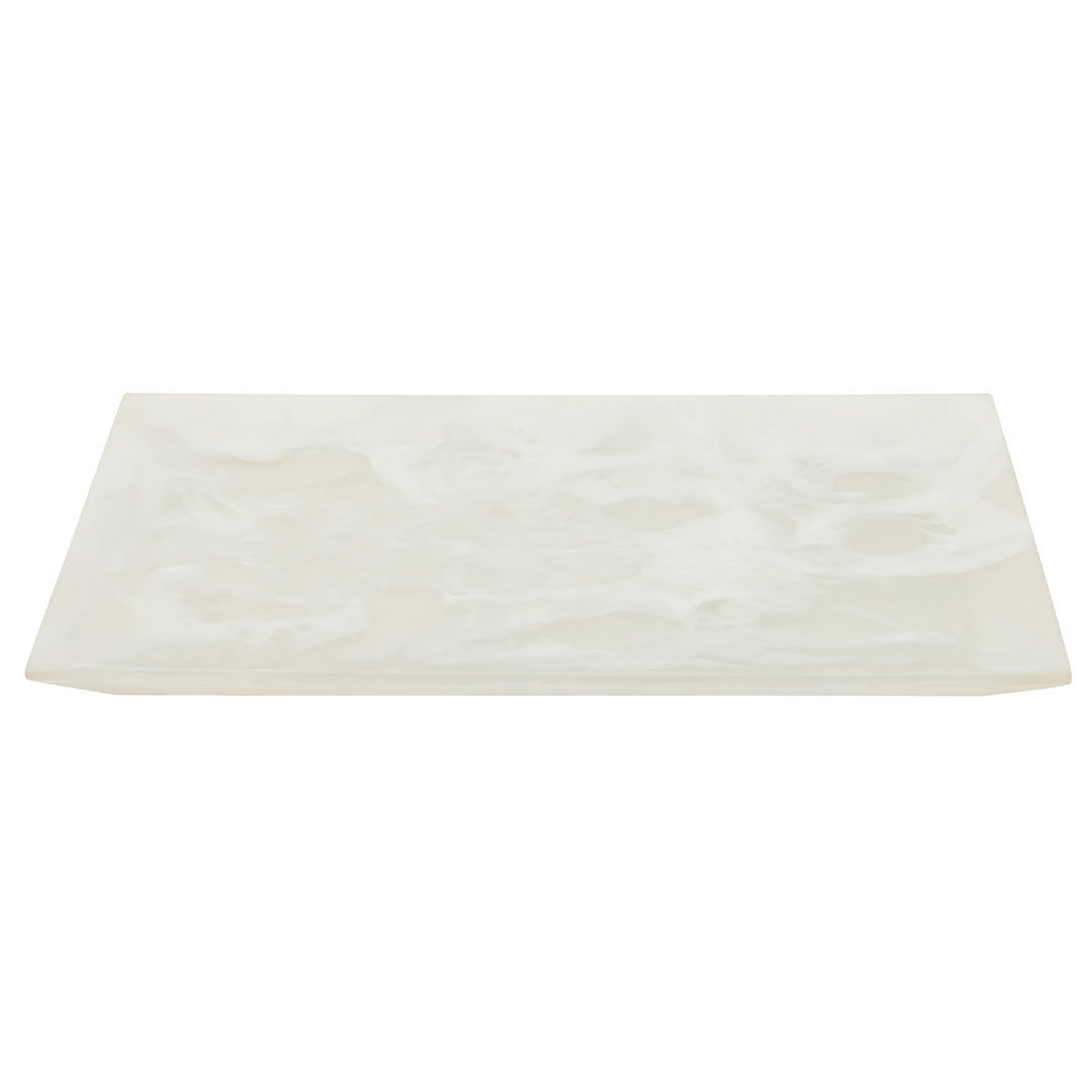 Olena White Swirled Rectangular Serving Tray Set of 2