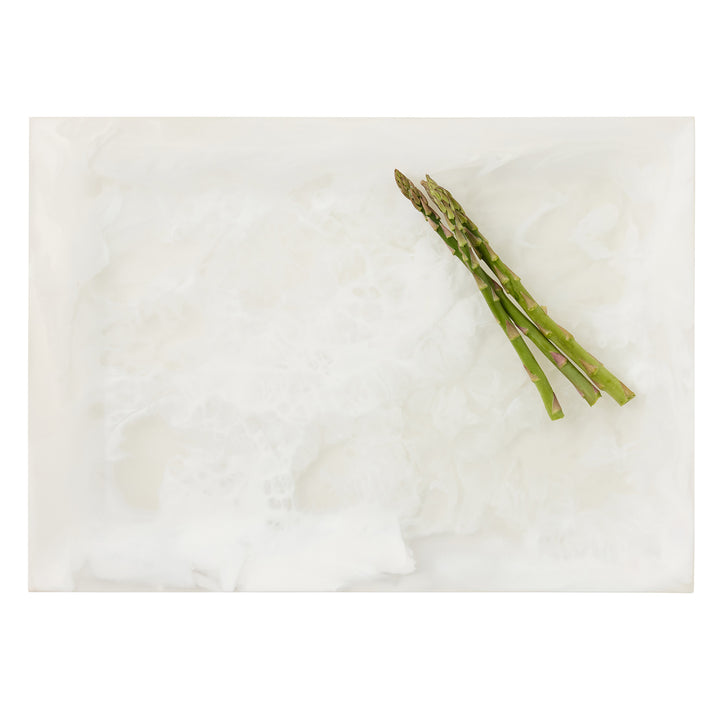 Olena White Swirled Rectangular Serving Tray Set of 2