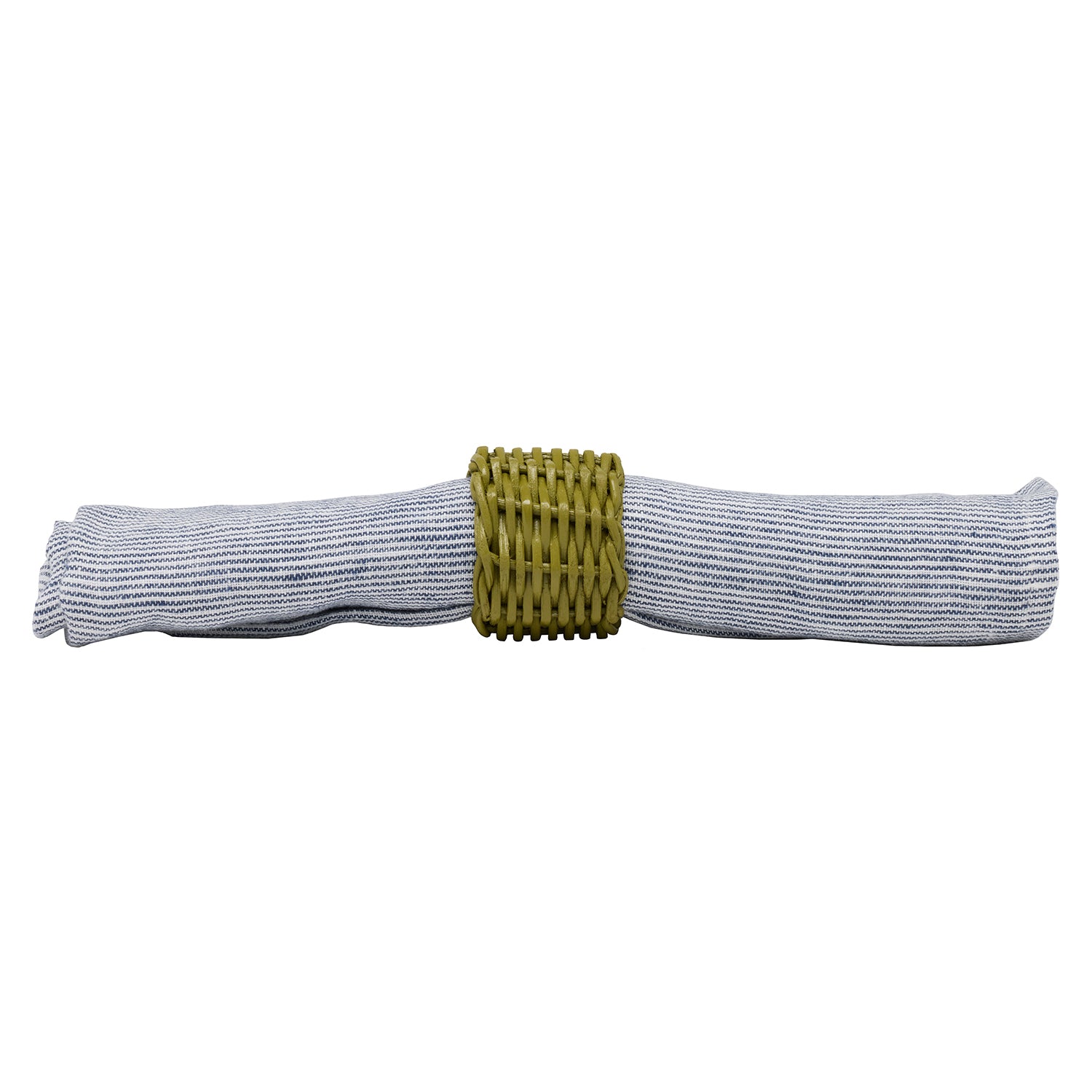 Pierce Polished Green Rattan Napkin Rings