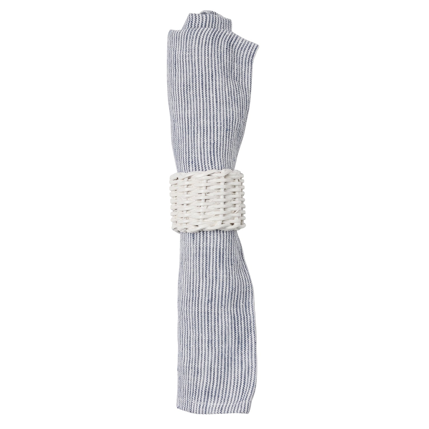 Pierce Polished White Rattan Napkin Rings