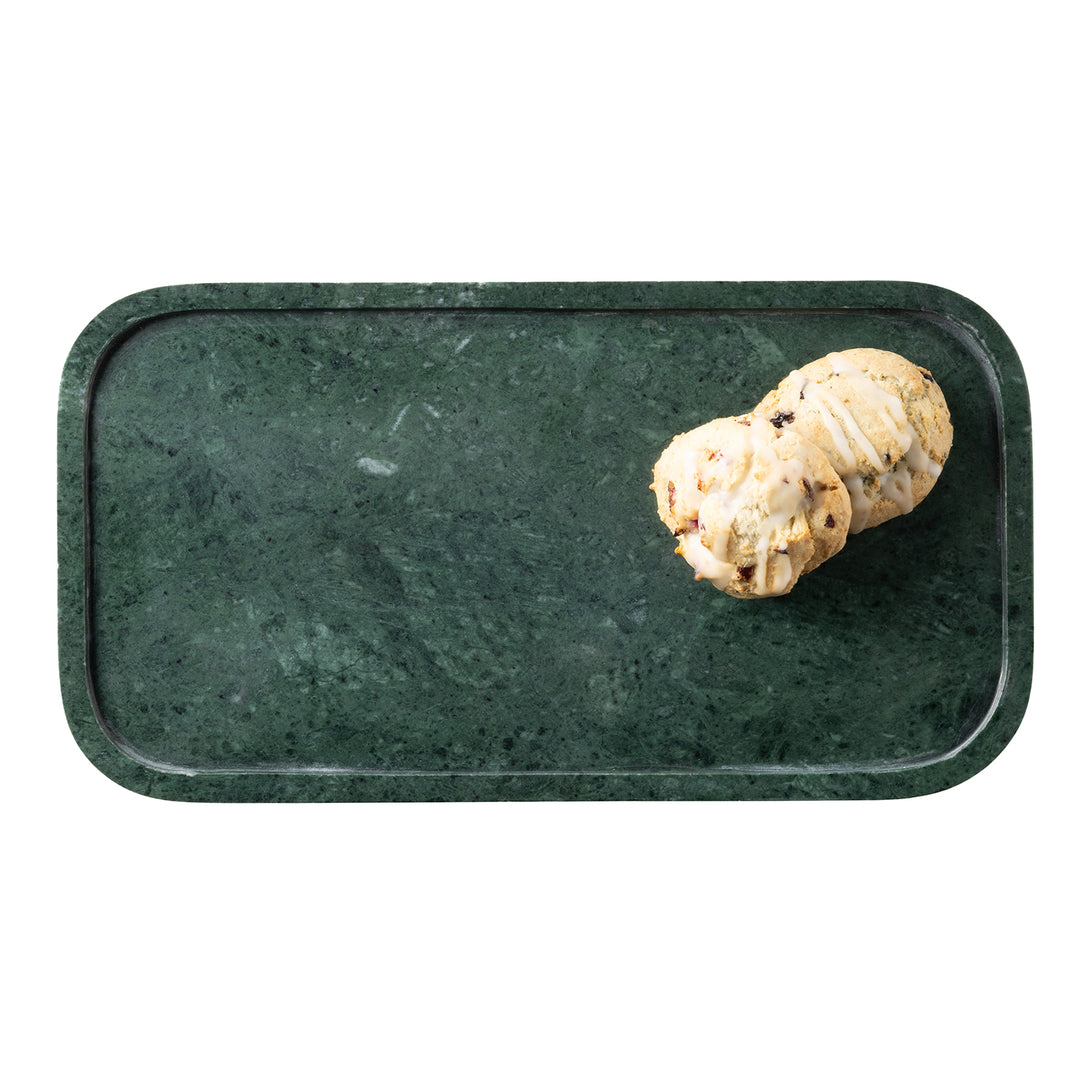 Pietro Dark Jade Marble Serving Platter W/ Stand Set/2