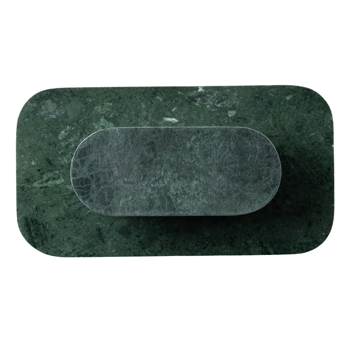 Pietro Dark Jade Marble Serving Platter W/ Stand Set/2