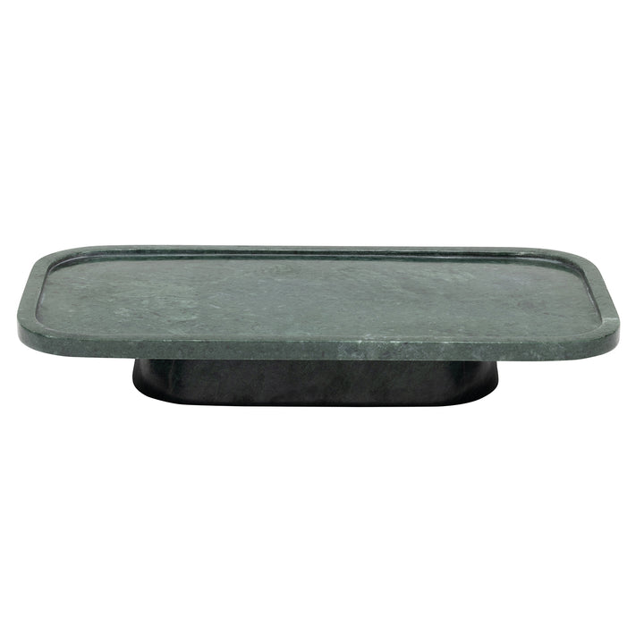 Pietro Dark Jade Marble Serving Platter W/ Stand Set/2