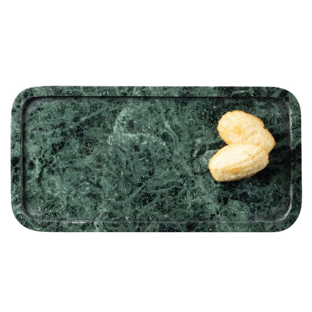 Pietro Dark Jade Marble Serving Platter W/ Stand Set/2
