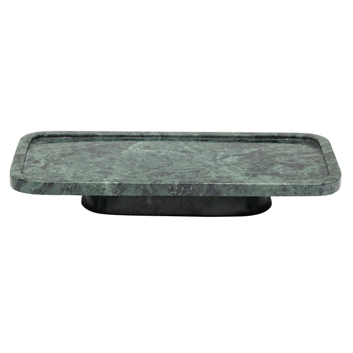 Pietro Dark Jade Marble Serving Platter W/ Stand Set/2