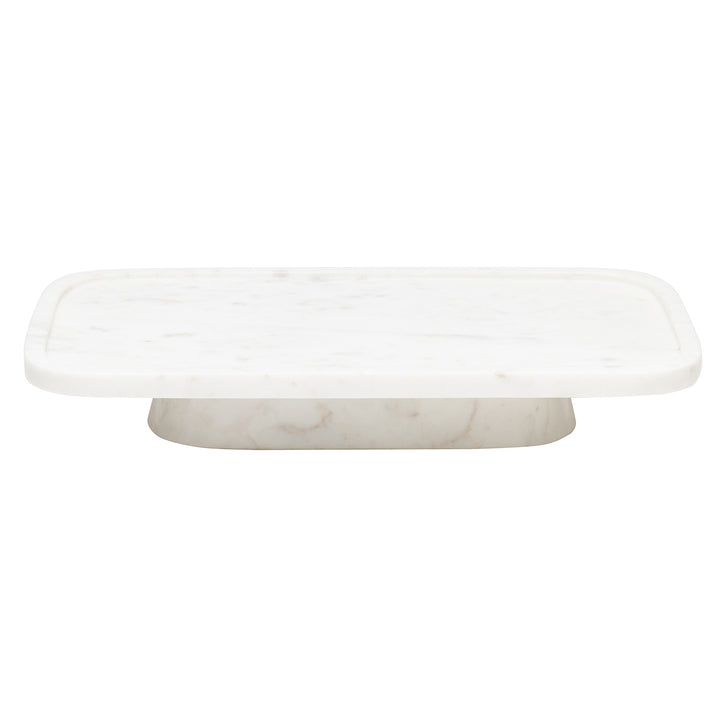 Pietro White Marble Serving Platter W/ Stand Set/2