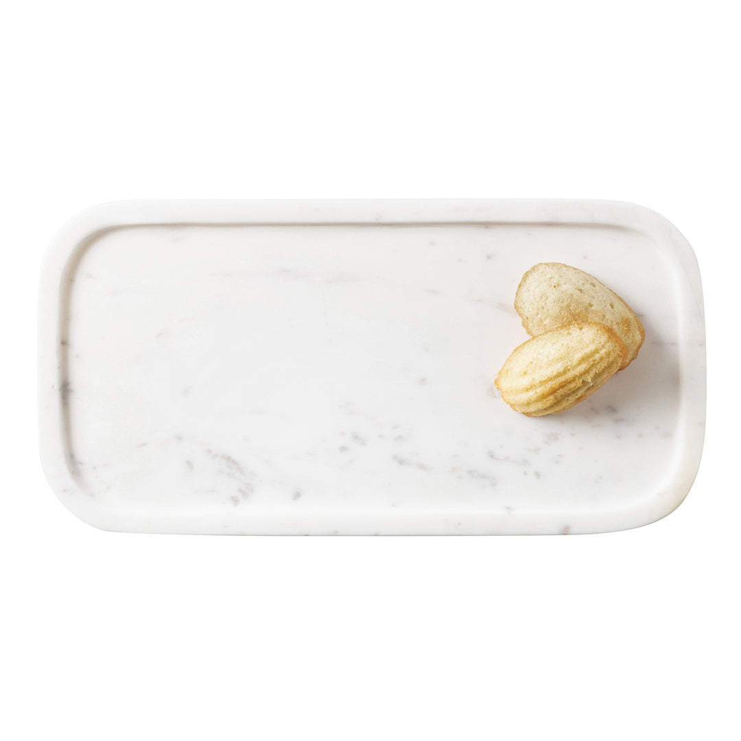 Pietro White Marble Serving Platter W/ Stand Set/2